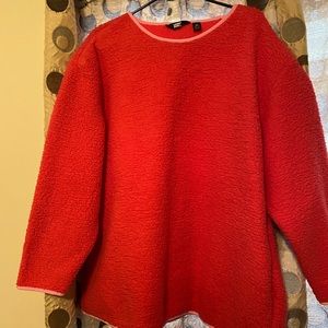 Plus size Lands End fleece pull over. Hot pink with light pink edge detail. 2xl.
